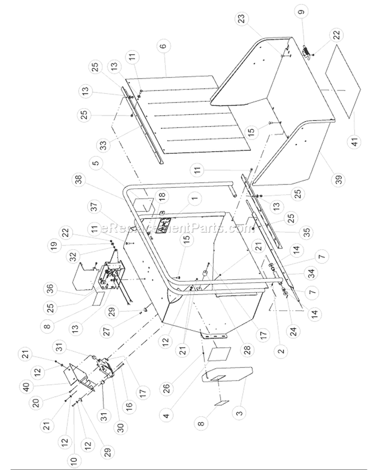 75188-00,áChuteáAssembly Diagram and Parts List for CH6993H 76635 Bear Cat Chipper Shredder